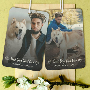 Best Dog Dad Ever  Paw Heart Custom Photo and Name Car Air Freshener