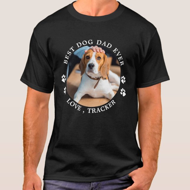 Best Dog Dad Ever Paw Prints Custom Cute Pet Photo T-Shirt (Creator Uploaded)