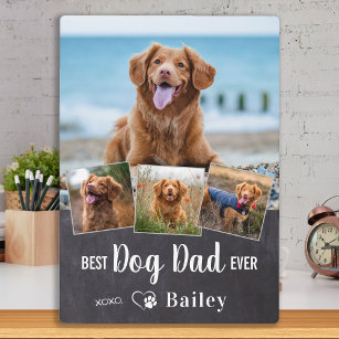 Best DOG DAD Ever Personalised 4 Pet Photo Collage Plaque