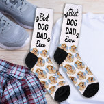 Best Dog Dad Ever Personalised Pattern Pet Photo Socks<br><div class="desc">Best Dog Dad Ever! Surprise the dog lover whether its a birthday, Fathers day or Christmas with these super cute pet photo all over print socks. They'll be a favourite of all dog lovers, and dog dads. Customise these dog photo socks with your pups favourite photo. COPYRIGHT © 2022 Judy...</div>