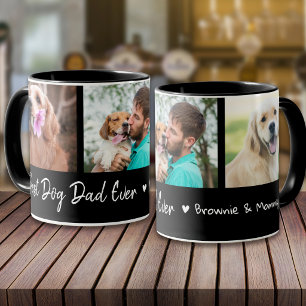 Best Dog Dad Ever Pet 3 Photo Collage Black Mug