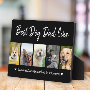 Best Dog Dad Ever Pet 5 Photo Collage Black Plaque