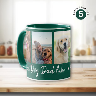 Best Dog Dad Ever Pet 5 Photo Collage Green Mug