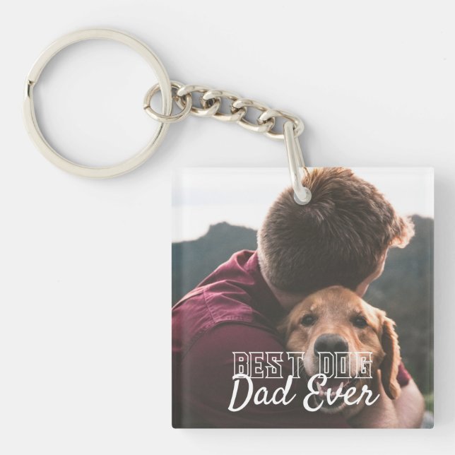 Best Dog Dad Ever Pet Keepsake Photo Key Ring (Front)