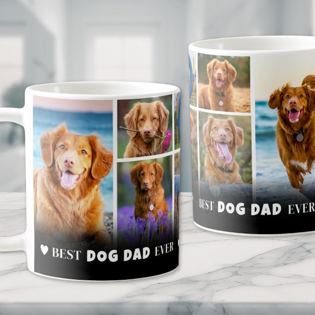 Best Dog Dad Ever Pet Photo Collage Coffee Mug (Best Dog Dad Pet Photo Collage Coffee Mug)