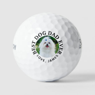 Best DOG DAD EVER Pet Photo Golf Balls