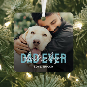 Best Dog Dad Ever Pet Photo Metal Tree Decoration