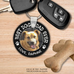BEST DOG DAD EVER Photo Pawprints Custom Colour Key Ring<br><div class="desc">Create a personalised pet photo keychain for the special golfer dog dad with the suggested sample title BEST DOG DAD BY PAR or your custom text accented with dog pawprints, all in your choice of colours and background colour (shown in white and black). All text is editable to change as...</div>
