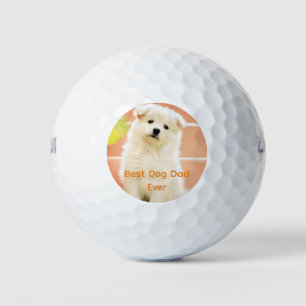 Best Dog Dad Ever Photo Pet Fun Puppy Golf Balls