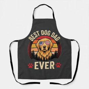 Best Dog Dad Ever Retro Golden Retriever Apron