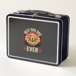Best Dog Dad Ever Retro Golden Retriever Metal Lunch Box