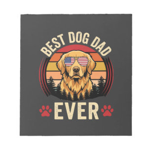 Best Dog Dad Ever Retro Golden Retriever Notepad