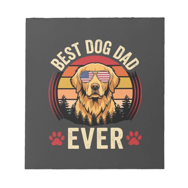 Best Dog Dad Ever Retro Golden Retriever Notepad (Front)
