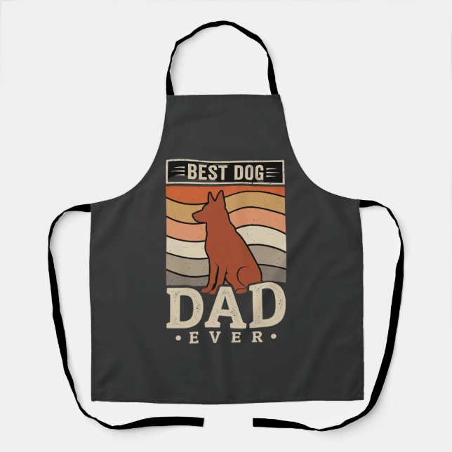 Best Dog Dad Ever Retro Silhouette Apron (Front)