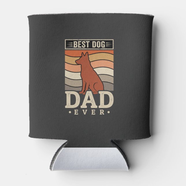 Best Dog Dad Ever Retro Silhouette Can Cooler (Front)