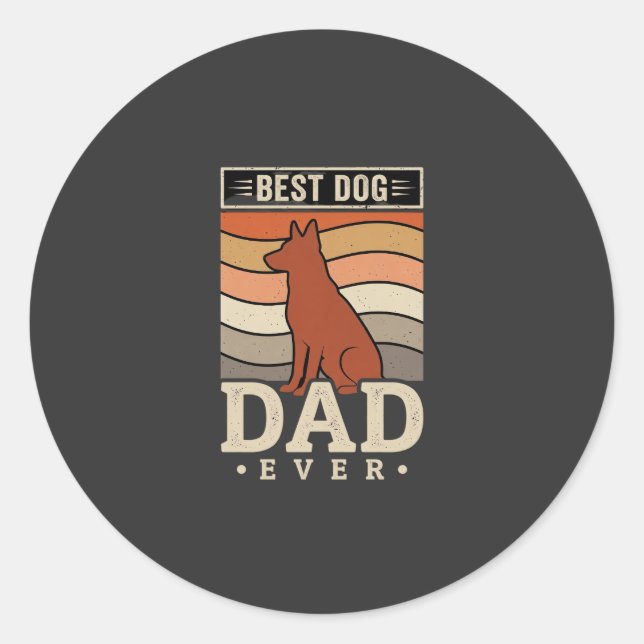 Best Dog Dad Ever Retro Silhouette Classic Round Sticker (Front)