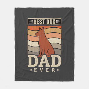Best Dog Dad Ever Retro Silhouette Fleece Blanket