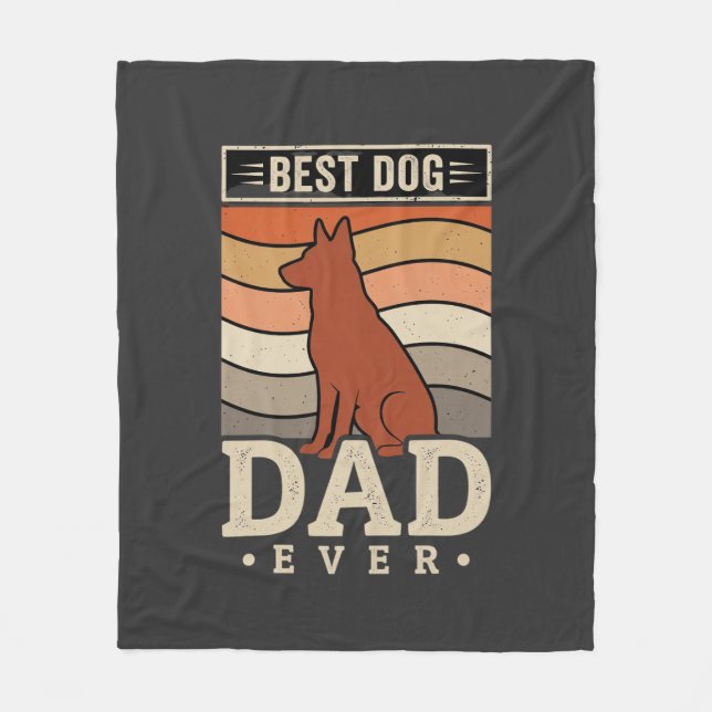 Best Dog Dad Ever Retro Silhouette Fleece Blanket (Front)