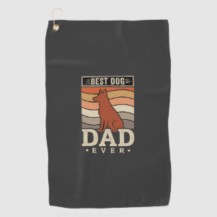 Best Dog Dad Ever Retro Silhouette Golf Towel