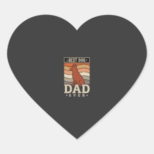 Best Dog Dad Ever Retro Silhouette Heart Sticker