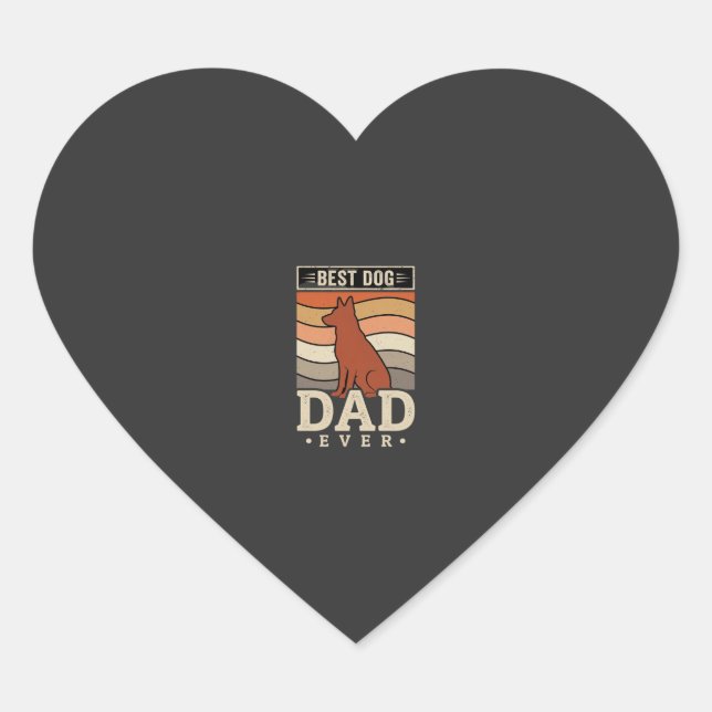 Best Dog Dad Ever Retro Silhouette Heart Sticker (Front)