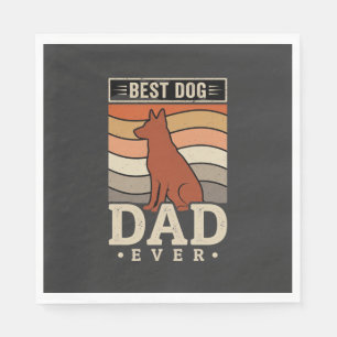 Best Dog Dad Ever Retro Silhouette Napkin