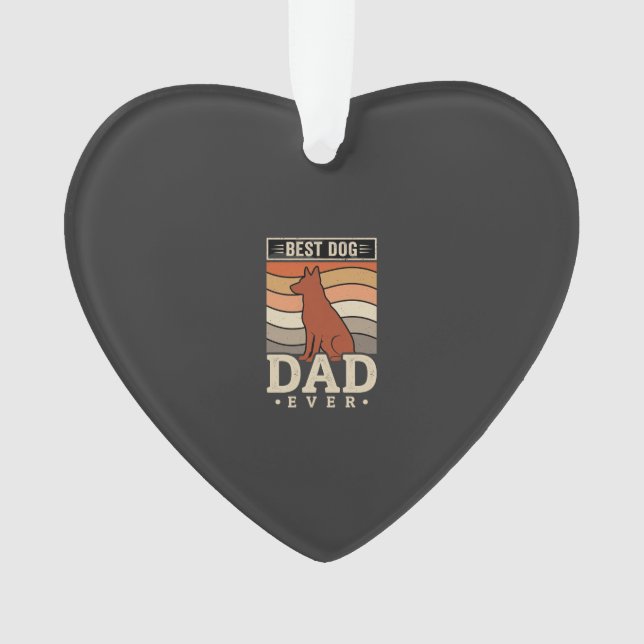 Best Dog Dad Ever Retro Silhouette Ornament (Front)