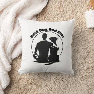 Best Dog Dad Ever Shirt Man and Dog Silhouette Pet Cushion