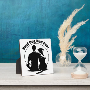 Best Dog Dad Ever Shirt Man and Dog Silhouette Pet Plaque