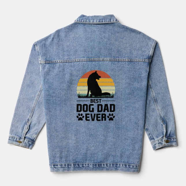 Best Dog Dad Ever T-Shirt 3 Denim Jacket (Back)