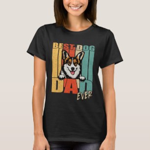 Best Dog Dad Ever Tricolor Corgi Fathers Day Vinta T-Shirt