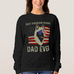 Best Dog Dad Ever Usa Flag Dad Joke Siberian Husky Sweatshirt