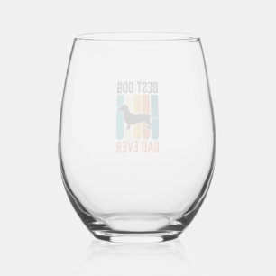 Best Dog Dad Ever Vintage Dachshund Shirt Design_1 Stemless Wine Glass