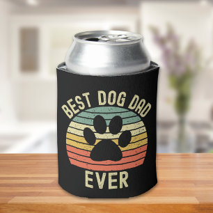 Best Dog Dad Ever – Vintage Dog Paw Print Can Cooler