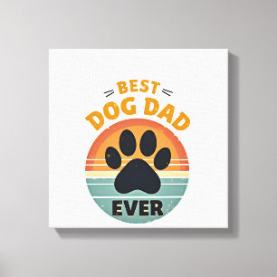 Best Dog Dad Ever Vintage Retro Paw Sunset Dog Lov Canvas Print