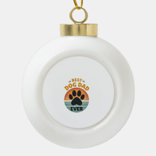 Best Dog Dad Ever Vintage Retro Paw Sunset Dog Lov Ceramic Ball Christmas Ornament