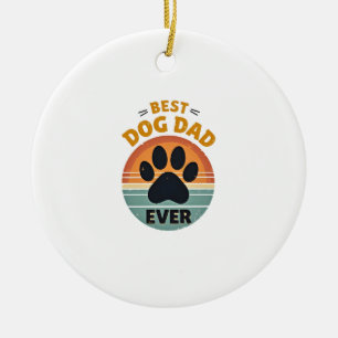 Best Dog Dad Ever Vintage Retro Paw Sunset Dog Lov Ceramic Tree Decoration