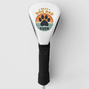 Best Dog Dad Ever Vintage Retro Paw Sunset Dog Lov Golf Head Cover