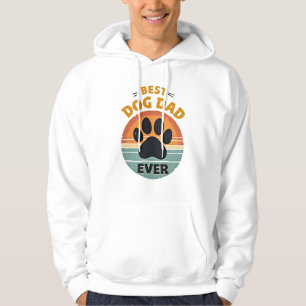 Best Dog Dad Ever Vintage Retro Paw Sunset Dog Lov Hoodie