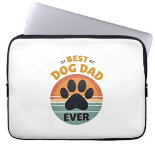 Best Dog Dad Ever Vintage Retro Paw Sunset Dog Lov Laptop Sleeve