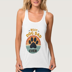 Best Dog Dad Ever Vintage Retro Paw Sunset Dog Lov Singlet