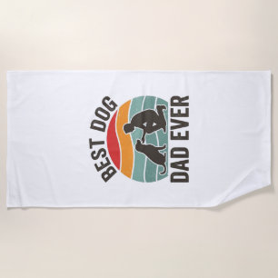 Best Dog Dad Ever Vintage Sunset Dog Lover Design_ Beach Towel