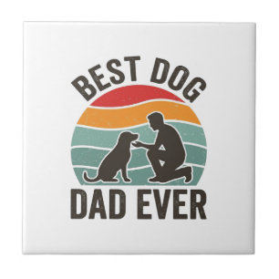 Best Dog Dad Ever Vintage Sunset Dog Lover Design_ Tile