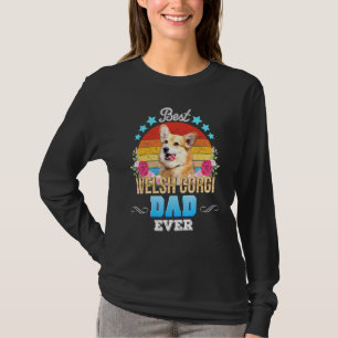 Best Dog Dad Ever Welsh Corgi Floral Retro Father T-Shirt