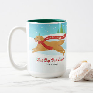 Best Dog Dad Golden Retriever Snowy Christmas Mug