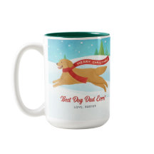 Best Dog Dad Golden Retriever Snowy Christmas Mug