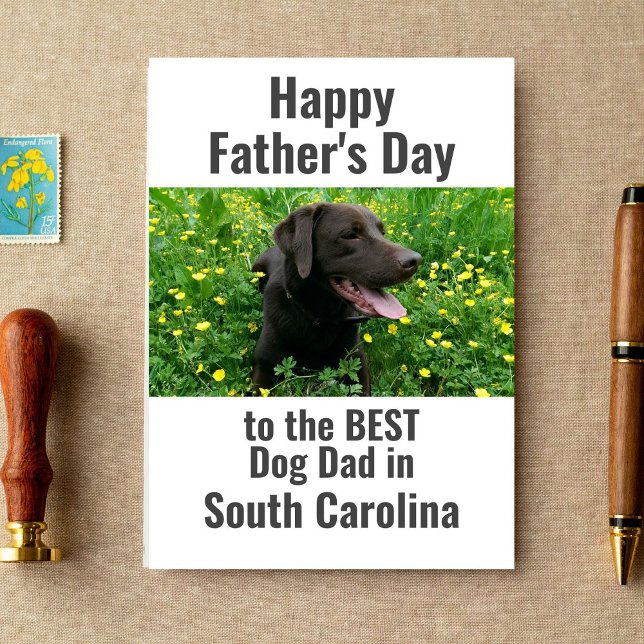 Best Dog Dad in State Name Pet Photo Fathers Day Card (Creator Uploaded)