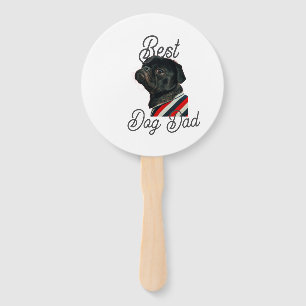 Best dog dad parents grandparents photo pet gray n hand fan