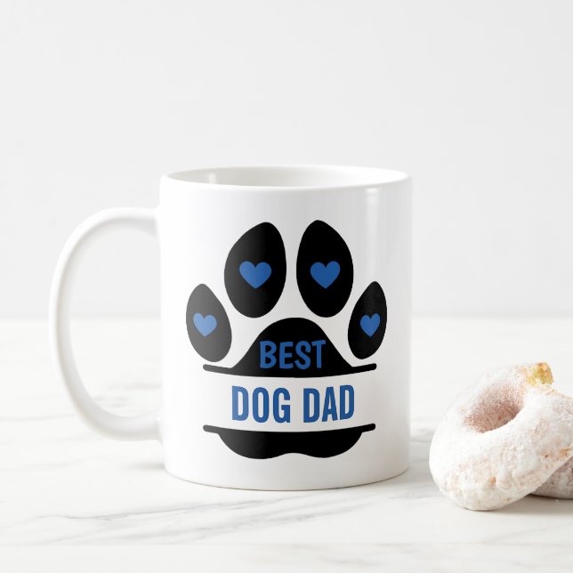 Best Dog Dad Paw Print Coffee Mug (With Donut)