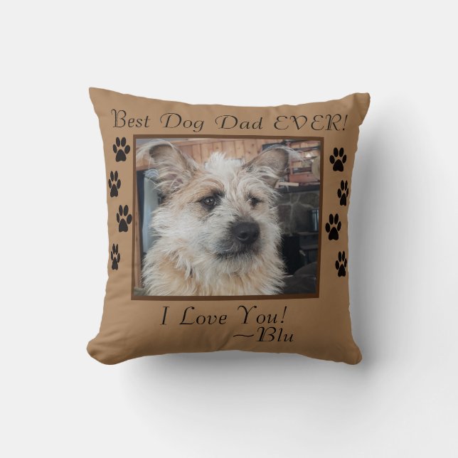 Best Dog Dad Personalised Cushion (Front)